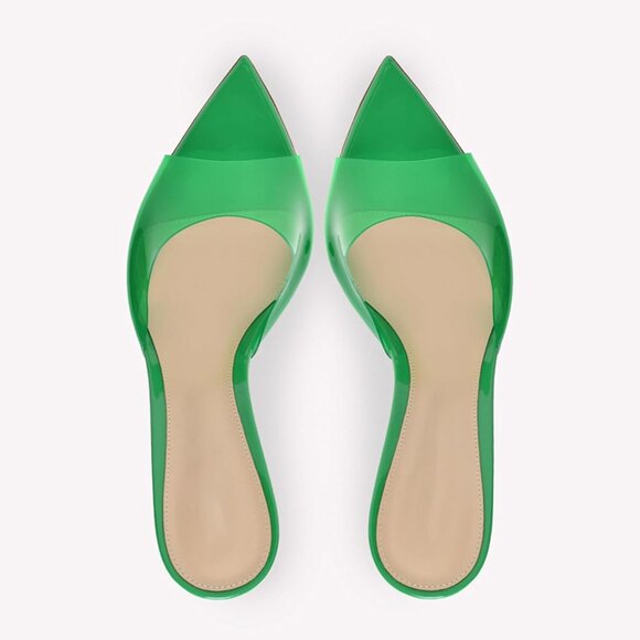 Women's Green Clear Slingback Stiletto Heels Sexy Dress Sandals Shoes Party - Picture 5 of 7